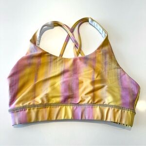 🛍️4 for 20$ / Tie Dye Crossback Sports Bra / Yellow & Pink / S